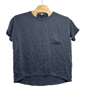 LUNYA Silk Pocket T-Shirt Top Women's Size M Charcoal Gray Short Sleeve